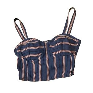 Band of Gypsies Navy and Pink Striped Crop Top size Small